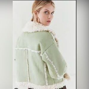 Urban outfitters Sage & cream cropped waist shearling